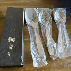 Royal Prestige 3 Piece Serving Spoon Set Stainless Steel New in Box